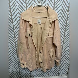 Free People Beige Button-Up Jacket